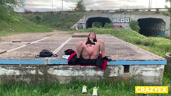 Megan Lux touches herself in a park and gets caught