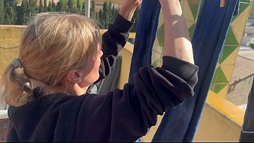 WASHING MACHINE ROOM - THE NEIGHBOUR SUCKS COCK AND I CUM IN HER MOUTH