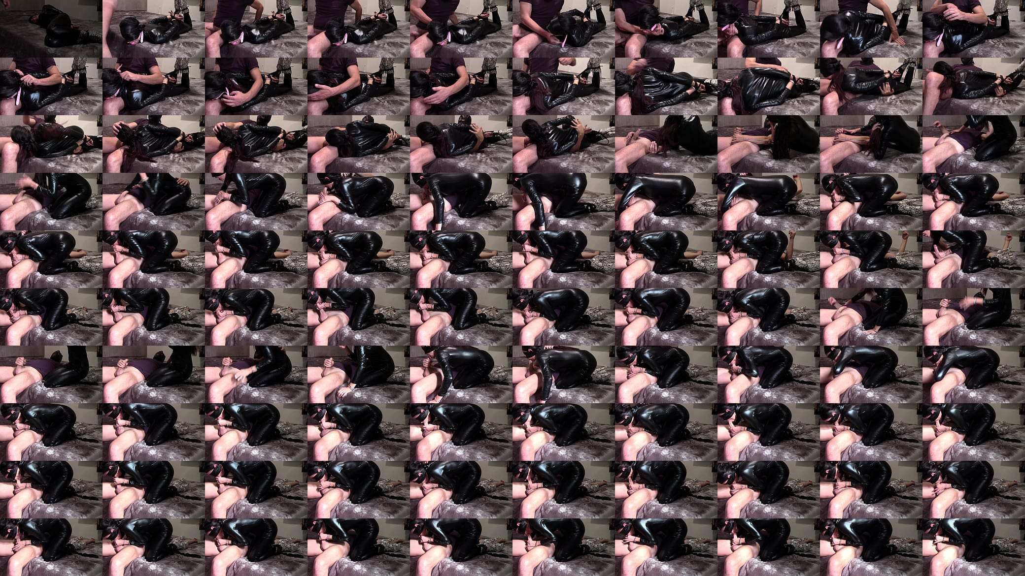 Preview - Hogtied MILF in latex and heels gets throat fucked 预览图