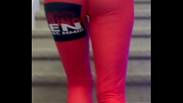 cheetah adora walks up stairs in stolen underground fashion leggings