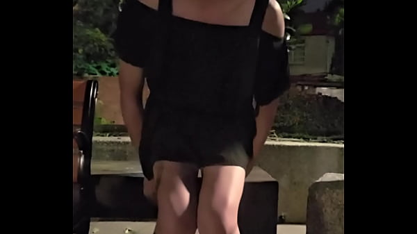 Petite tgirl Ting Xuan outdoor anal ride with dildo