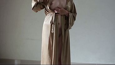 Indonesian Tobrut Girl Wearing a Sexy Satin Robe While Having Sex
