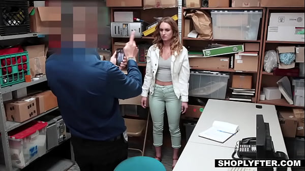 Redhead gets fucked on desk by private investigator