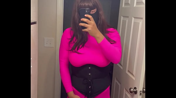 Pink catsuit sissy