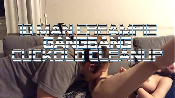Asian Teen makes her Cuck boyfriend clean up her pussy after a 10 man creampie gangbang