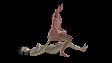 Animated 3D Porn - Asian Man Riding Strap On in Ass by Beautiful Girl