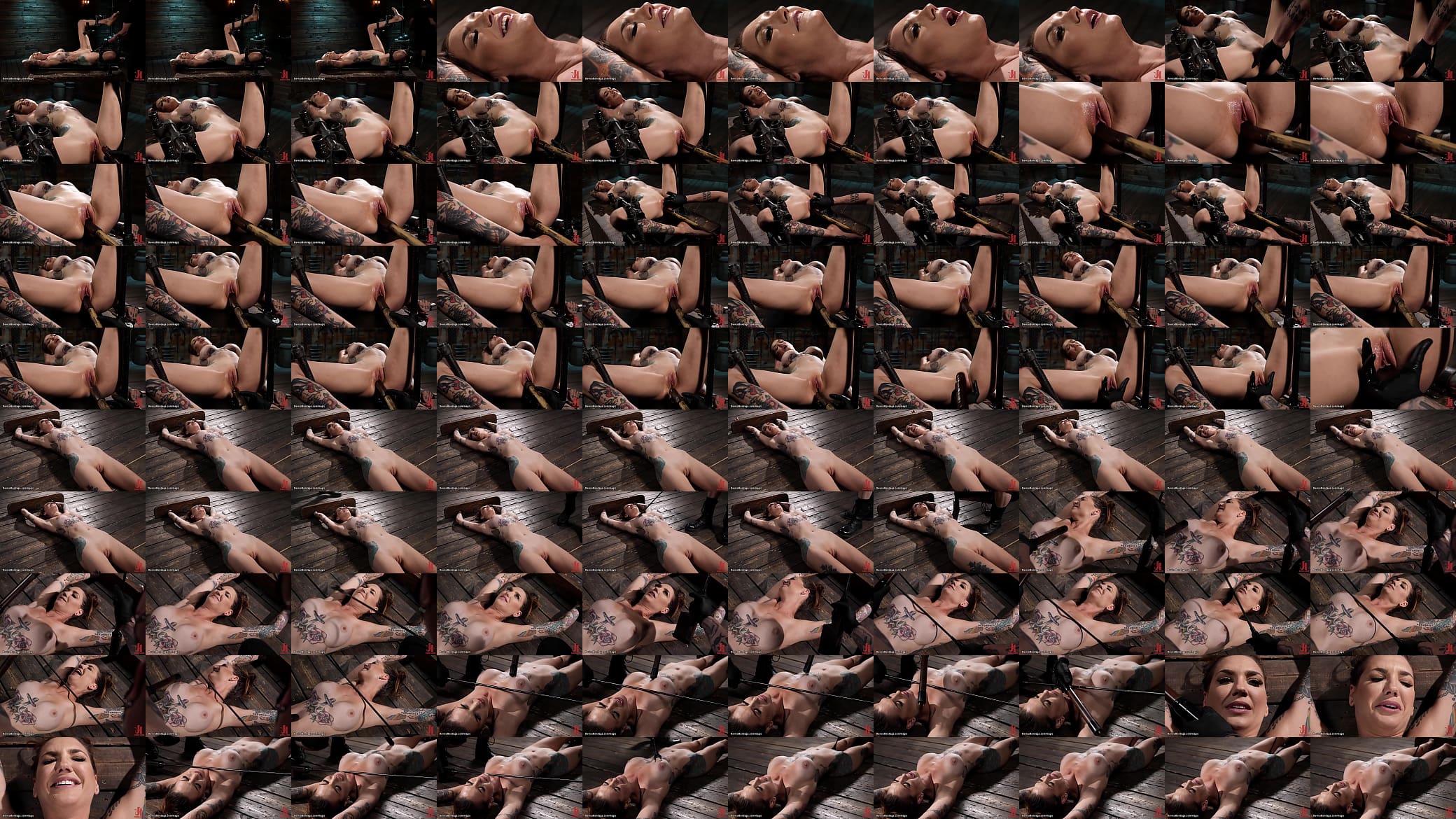 Tattooed busty slave fucked with dildo 预览图