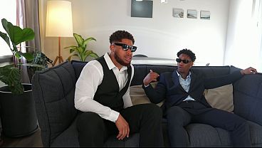 Two black men have sex with their roommate and dress her up as a kitten