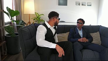 Two black men have sex with their roommate and dress her up as a kitten