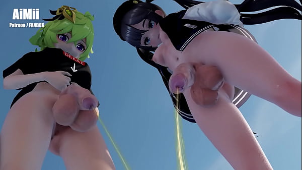 Download Video - Genshin Impact Futanari Mona Collei Blowjob Deepthroat Piss drinking Urination