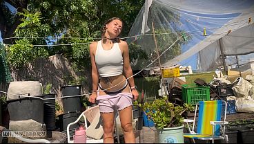 She Drinks Her Own Yellow Piss on Terrace – Strong Smelly Golden Shower Solo