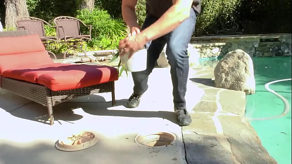 After getting pummeled by the perp the blonde milf cop with fake tits apprehends him