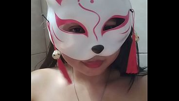 Chubby asian cat mask girl