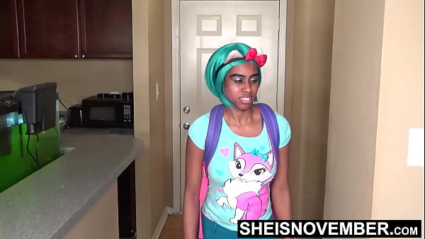 I Was Caught Ditching Classes By My Step Dad, Who Needed A POV Blowjob To Keep My Secrete, Cute Ebony Student Sheisnovember Large Natural Tits And Erect Nipples Squeezed After Sucking Cock, Her Wet Pussy And Big Ass Fondled by Msnovember