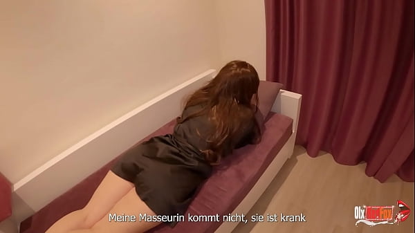 Stepmom asked for a massage but instead had sex with her stepson and creampie (Subtitles in German)