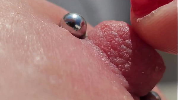 Carmenvarta Official - Playing Pierced Nipples Close Up on Balcony