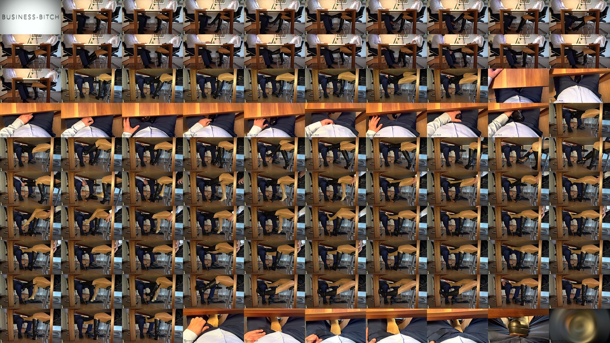 secretary in shiny pantyhose n leather boots gives boss secret footjob - he cums in business pants, businessbitch 预览图