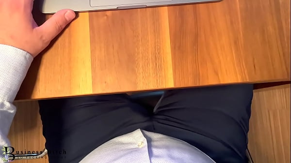 secretary in shiny pantyhose n leather boots gives boss secret footjob - he cums in business pants, businessbitch