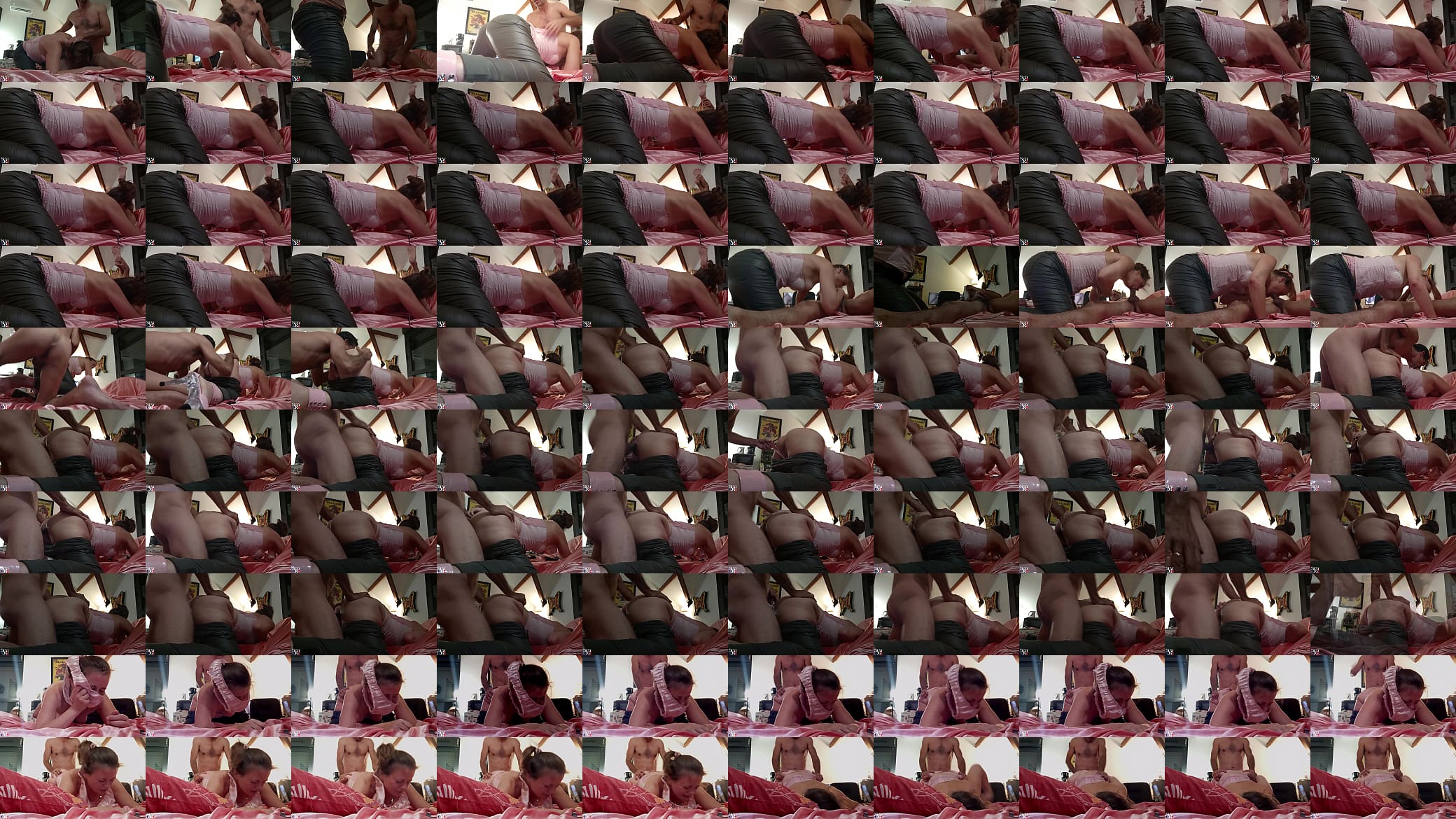 2129 tec - French Amateur, Pink Cotton Corset, Pink Satin Panties, Leather Pants, Pink Vinyl High Heels, Doggystyle, Blowjob, POV, Ass Licking 预览图