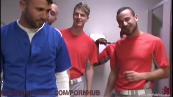 Muscular jock is bound and fucked by a baseball...