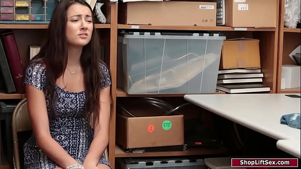 Busty brunette babe is caught and fucked