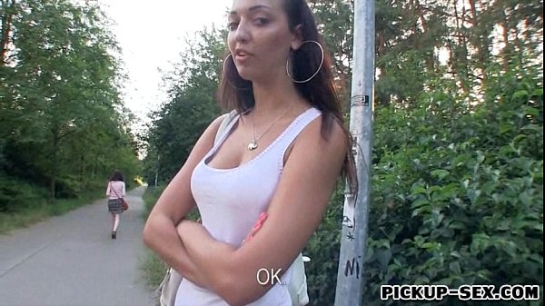 Tight girl Casey Jordan fucked in public place for money