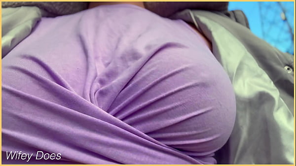 WIFEY DOES - Perfect braless tit flash in public 6 min