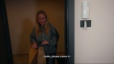 She ate my delivery... so I made her pay off her tight pink pussy