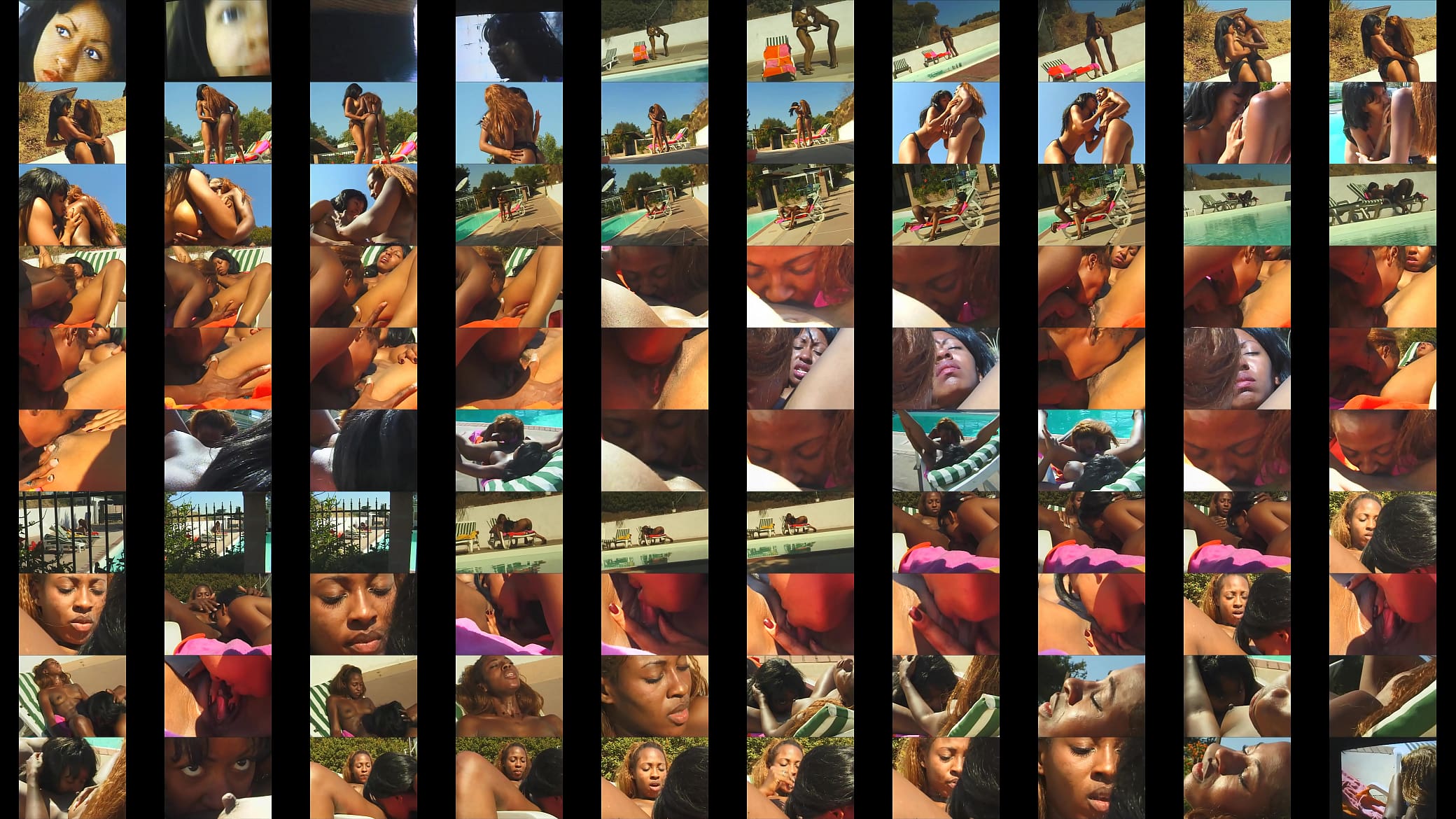 A red-haired bitch with a round ass and a brunette with big melons are passionately engaged in lesbian sex on a sun lounger and by the pool, licking each other&#039;s pussies 预览图