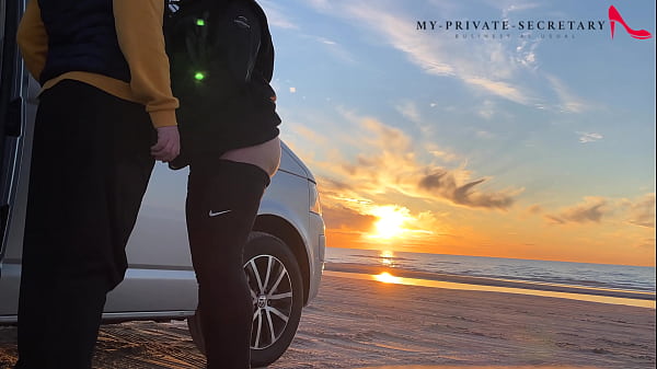my private secretary in tight leggings having risky public beach sex sundowner