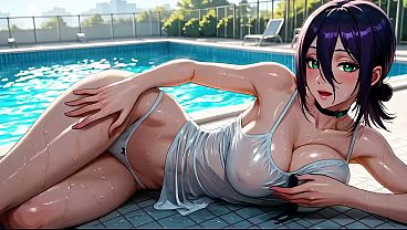 Lady Reze Hard Anal Sex with Anime Chainsaw Man in the Swimming Pool - AI Generation Anal