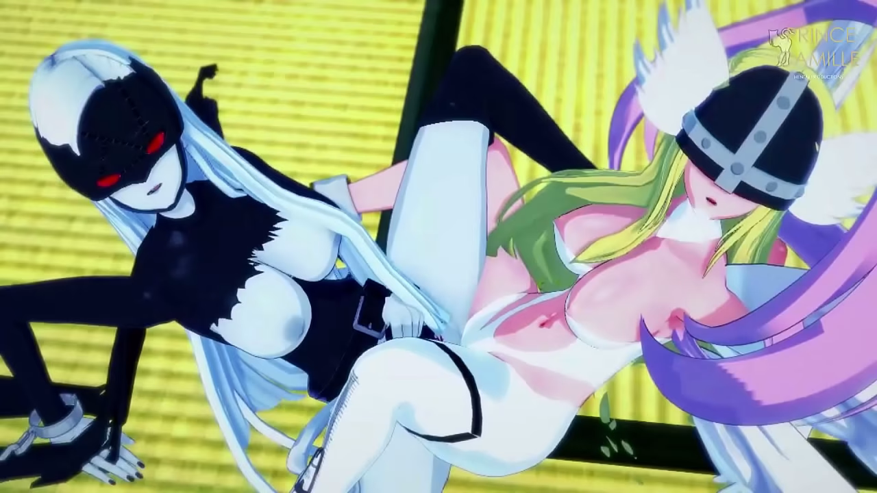 Angewomon and Ladydevimon Lesbians Girls Play With Their Hot Body