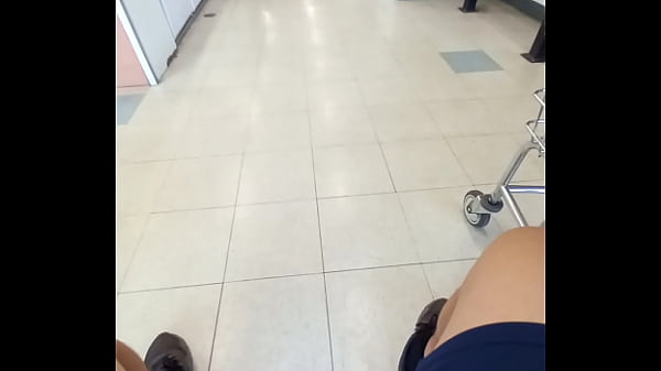 Woman can't stop looking at the bulge