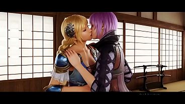 sophitia x ayane lesbian kissing soul calibur ninja gaiden ai generated 