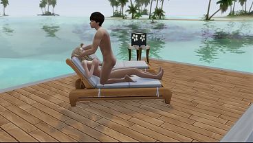 A couple in love has sex in public on the beach. The Sims 4