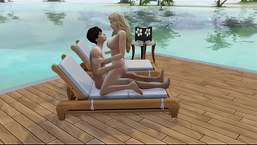 A couple in love has sex in public on the beach. The Sims 4