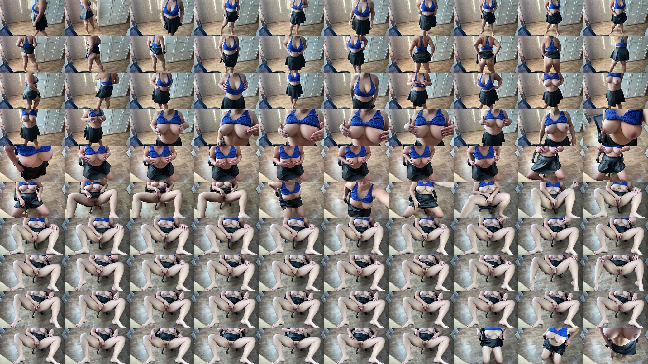 Hot MILF in leather miniskirt masturbates pussy to orgasm 预览图