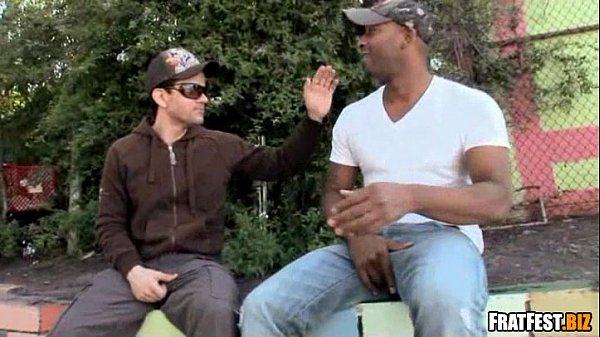 Horny black guy sucking friends cock