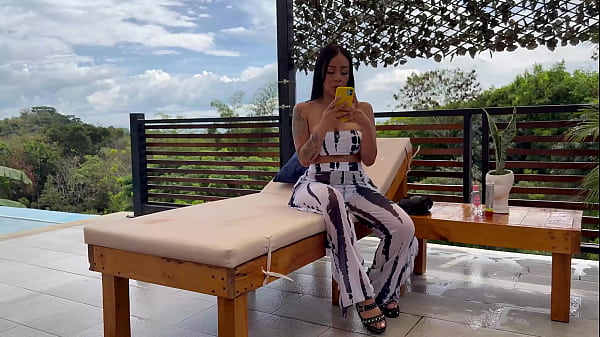 Hot and horny brunette with wet pussy masturbates in doctor's office then gets facial