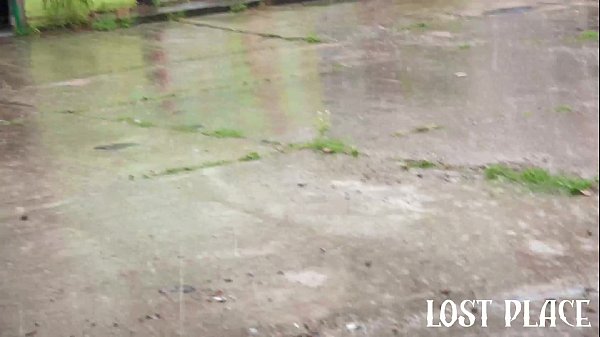 Deep blowjob Under Rain and Fucking in an Abandoned Building in Lost Place with friend.