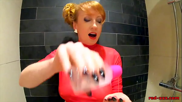Shower play with busty mature Red XXX