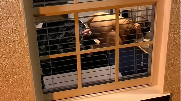 Spying with a drone my neighbor watching porn with a fuck machine