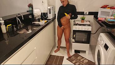 When I got up, I caught my friend's beautiful, hot wife masturbating in the kitchen, and we had a quickie while he was at the bakery; I came inside the slut.