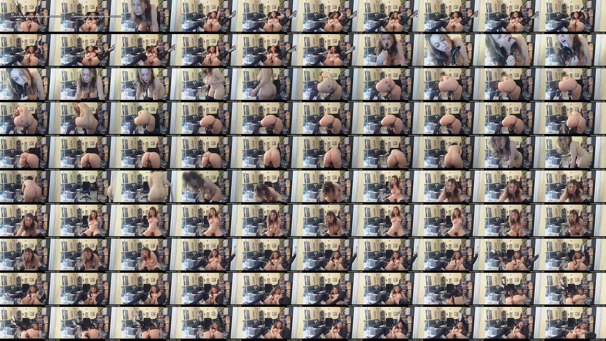 Horny MILF with big boobs and big ass masturbating on webcam 预览图