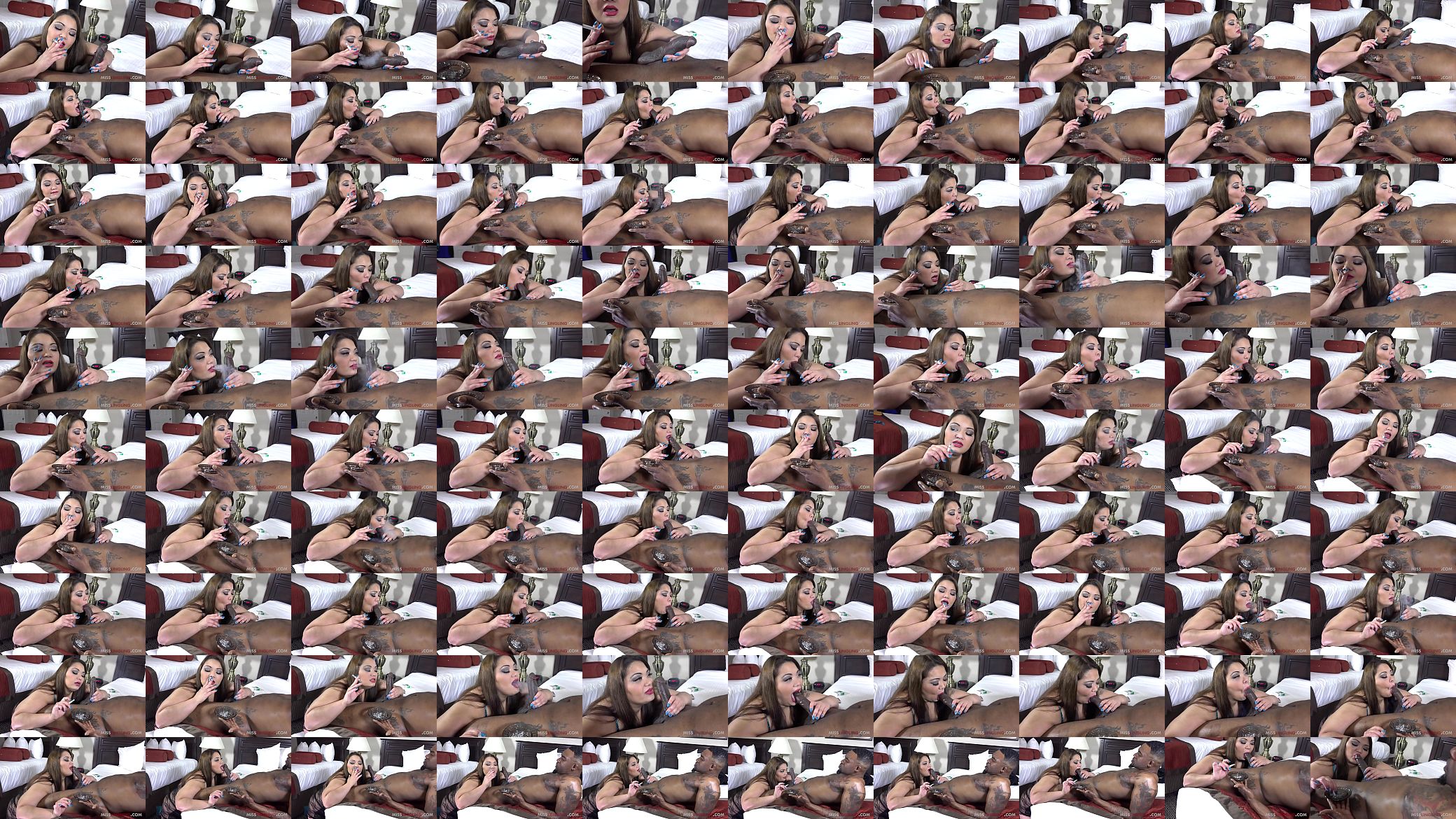 Sexy Asian BBW Miss LingLing Smokes and Sucks Black Cock 预览图