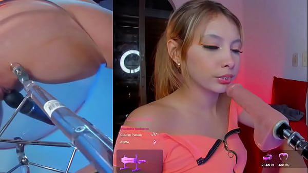 This girl enjoys the machine sucking gently and with the vibrator in her pussy