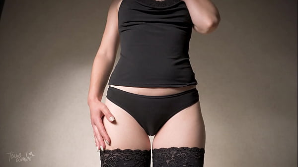 Sensual Thigh Gap Tease In Lingerie And Fishnets