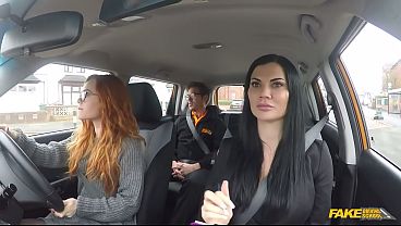 ELLA HUGHES | JASMINE JAE | RYAN RYDER | Hardcore Car Threesome - Fake Driving School