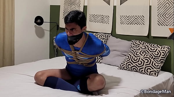 Rodrigo in lycra tied up gagged cumming bondage...