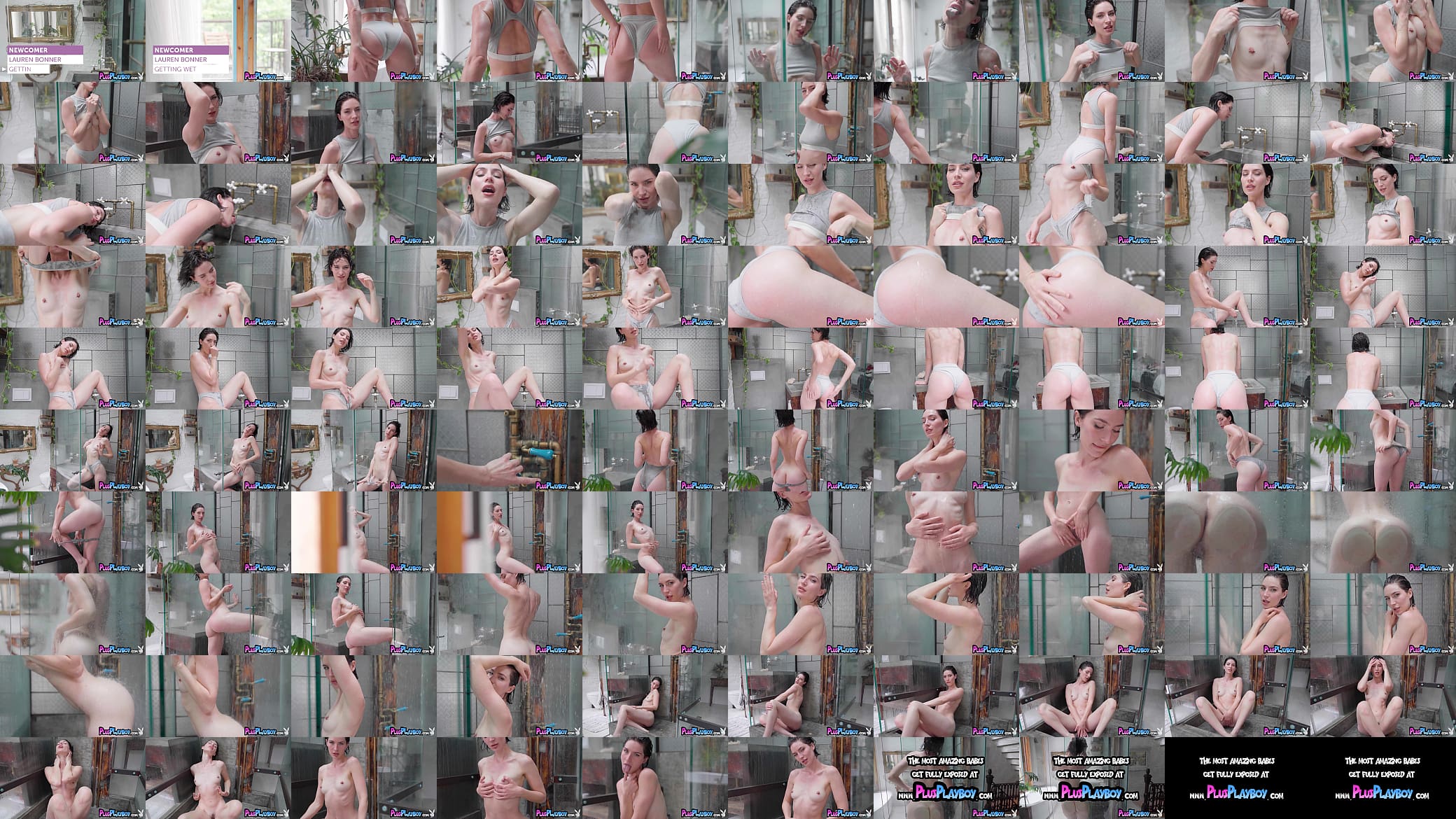 Round ass teen Lauren Bonner posing totally naked and got her body wet 预览图